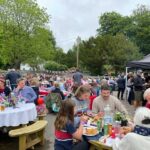 Outside East Dean Village Hall for village celebration