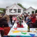 Outside East Dean Village Hall for village celebration